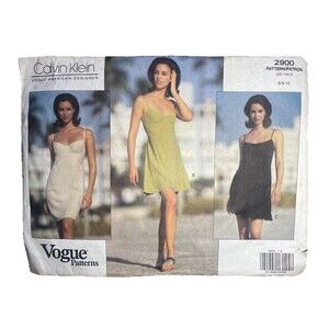 1990s Calvin Klein Vogue Pattern 2900 Bustier Dress Sz 6-8-10 Cut Complete Rare